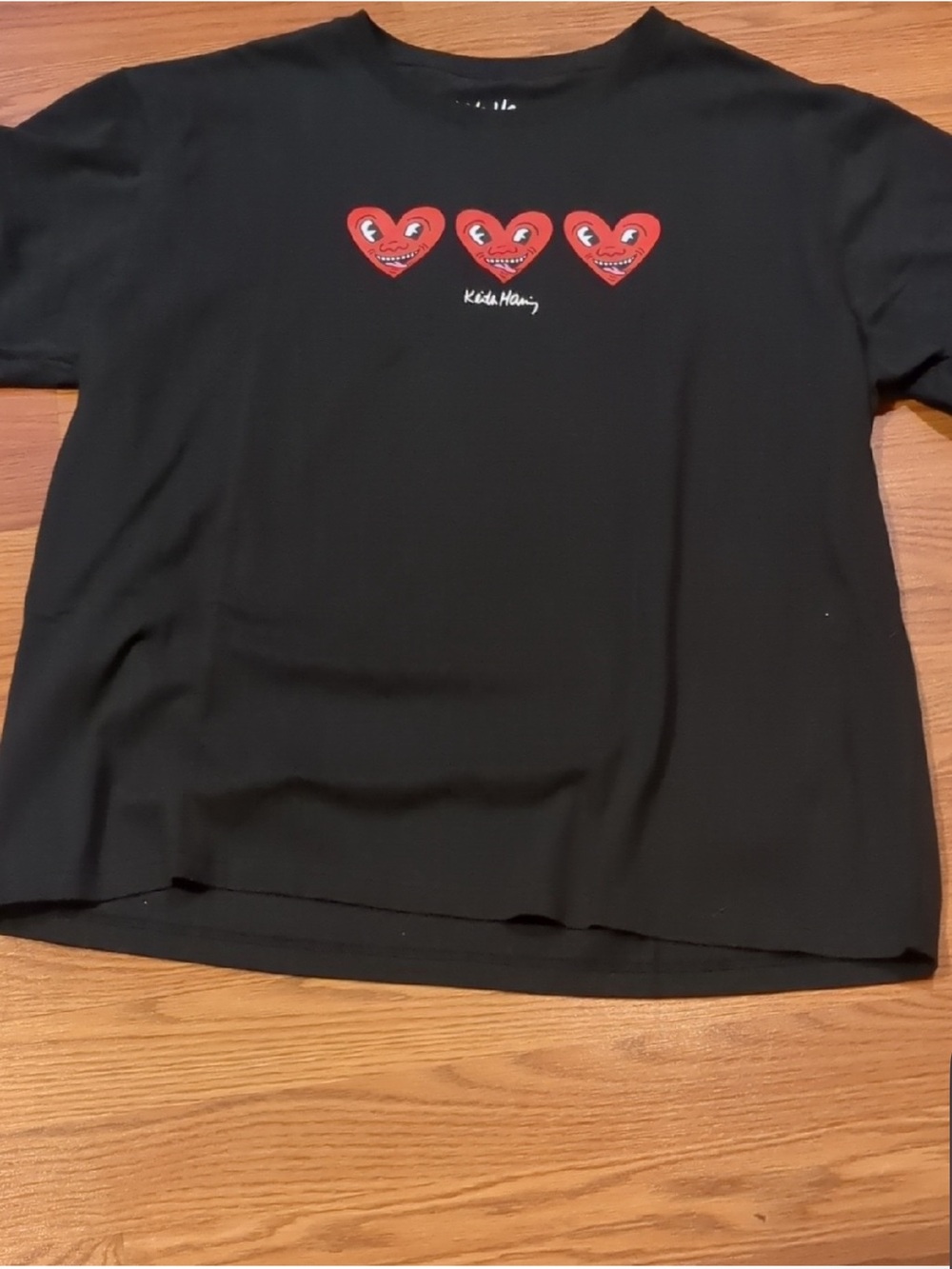 NWT Keith Haring Black Graphic Tee with Red Heart pop art t-shirt size Xl